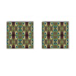 Beautiful Peacock Feathers Seamless Abstract Wallpaper Background Cufflinks (Square) Front(Pair)