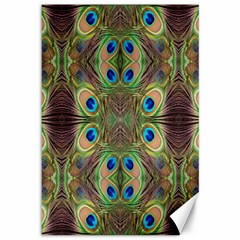 Beautiful Peacock Feathers Seamless Abstract Wallpaper Background Canvas 12  X 18   by Simbadda