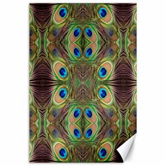 Beautiful Peacock Feathers Seamless Abstract Wallpaper Background Canvas 24  X 36  by Simbadda