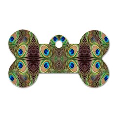 Beautiful Peacock Feathers Seamless Abstract Wallpaper Background Dog Tag Bone (one Side) by Simbadda