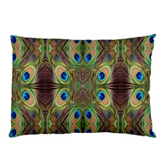 Beautiful Peacock Feathers Seamless Abstract Wallpaper Background Pillow Case by Simbadda