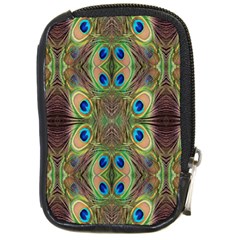 Beautiful Peacock Feathers Seamless Abstract Wallpaper Background Compact Camera Cases by Simbadda