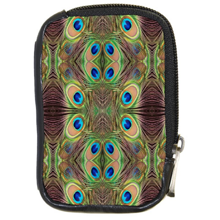 Beautiful Peacock Feathers Seamless Abstract Wallpaper Background Compact Camera Cases