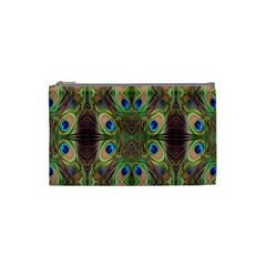 Beautiful Peacock Feathers Seamless Abstract Wallpaper Background Cosmetic Bag (small)  by Simbadda