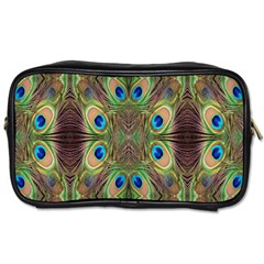 Beautiful Peacock Feathers Seamless Abstract Wallpaper Background Toiletries Bags 2-side by Simbadda