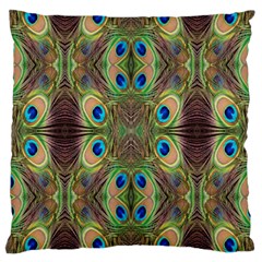 Beautiful Peacock Feathers Seamless Abstract Wallpaper Background Large Cushion Case (two Sides) by Simbadda