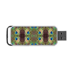 Beautiful Peacock Feathers Seamless Abstract Wallpaper Background Portable Usb Flash (one Side) by Simbadda