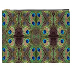 Beautiful Peacock Feathers Seamless Abstract Wallpaper Background Cosmetic Bag (xxxl)  by Simbadda