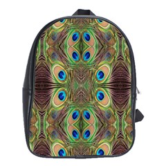 Beautiful Peacock Feathers Seamless Abstract Wallpaper Background School Bags (xl)  by Simbadda