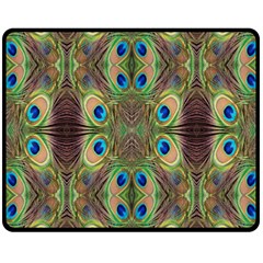 Beautiful Peacock Feathers Seamless Abstract Wallpaper Background Double Sided Fleece Blanket (medium)  by Simbadda