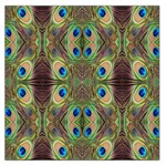 Beautiful Peacock Feathers Seamless Abstract Wallpaper Background Large Satin Scarf (Square) Front