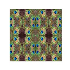 Beautiful Peacock Feathers Seamless Abstract Wallpaper Background Small Satin Scarf (square) by Simbadda