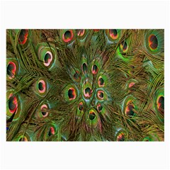 Peacock Feathers Green Background Large Glasses Cloth by Simbadda