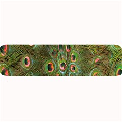 Peacock Feathers Green Background Large Bar Mats by Simbadda