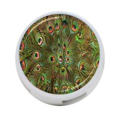 Peacock Feathers Green Background 4-port Usb Hub (two Sides)  by Simbadda