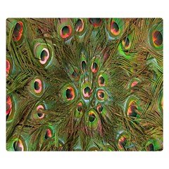 Peacock Feathers Green Background Double Sided Flano Blanket (small)  by Simbadda