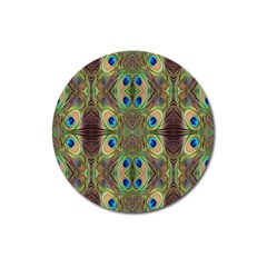 Beautiful Peacock Feathers Seamless Abstract Wallpaper Background Magnet 3  (round) by Simbadda