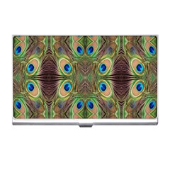 Beautiful Peacock Feathers Seamless Abstract Wallpaper Background Business Card Holders by Simbadda