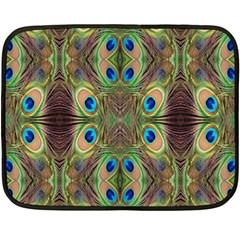 Beautiful Peacock Feathers Seamless Abstract Wallpaper Background Fleece Blanket (mini) by Simbadda