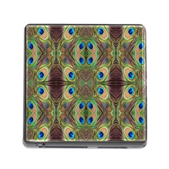 Beautiful Peacock Feathers Seamless Abstract Wallpaper Background Memory Card Reader (square) by Simbadda