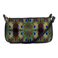 Beautiful Peacock Feathers Seamless Abstract Wallpaper Background Shoulder Clutch Bags by Simbadda