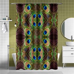 Beautiful Peacock Feathers Seamless Abstract Wallpaper Background Shower Curtain 48  X 72  (small)  by Simbadda