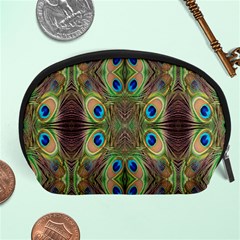 Beautiful Peacock Feathers Seamless Abstract Wallpaper Background Accessory Pouches (large)  by Simbadda