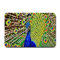 Graphic Painting Of A Peacock Small Doormat  by Simbadda