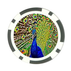 Graphic Painting Of A Peacock Poker Chip Card Guard by Simbadda