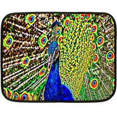 Graphic Painting Of A Peacock Double Sided Fleece Blanket (mini) 