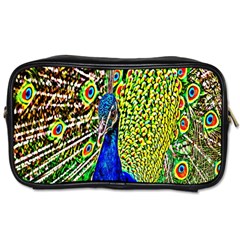 Graphic Painting Of A Peacock Toiletries Bags by Simbadda