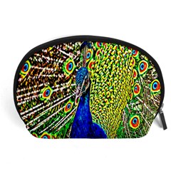 Graphic Painting Of A Peacock Accessory Pouches (large)  by Simbadda