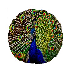 Graphic Painting Of A Peacock Standard 15  Premium Flano Round Cushions by Simbadda