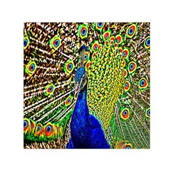 Graphic Painting Of A Peacock Small Satin Scarf (square) by Simbadda