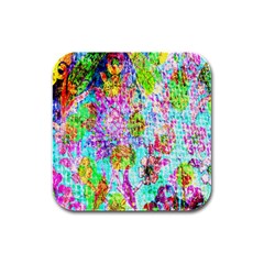 Bright Rainbow Background Rubber Square Coaster (4 Pack)  by Simbadda