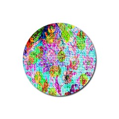 Bright Rainbow Background Rubber Round Coaster (4 Pack)  by Simbadda