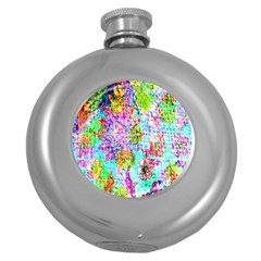 Bright Rainbow Background Round Hip Flask (5 Oz) by Simbadda