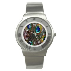 Peacock Feathers Stainless Steel Watch by Simbadda