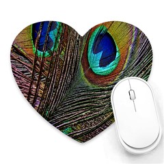 Peacock Feathers Heart Mousepads by Simbadda