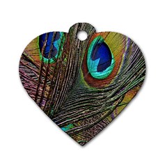 Peacock Feathers Dog Tag Heart (one Side) by Simbadda