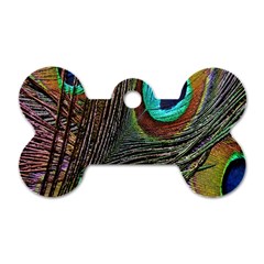 Peacock Feathers Dog Tag Bone (one Side) by Simbadda