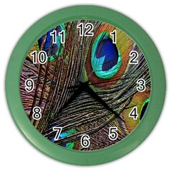 Peacock Feathers Color Wall Clocks by Simbadda