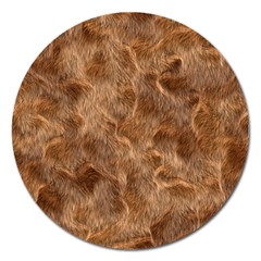 Brown Seamless Animal Fur Pattern Magnet 5  (round) by Simbadda