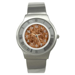 Brown Seamless Animal Fur Pattern Stainless Steel Watch by Simbadda