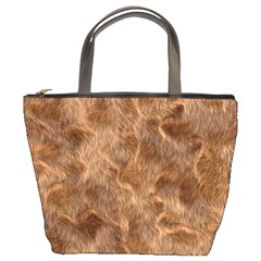 Brown Seamless Animal Fur Pattern Bucket Bags by Simbadda