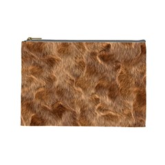 Brown Seamless Animal Fur Pattern Cosmetic Bag (large)  by Simbadda