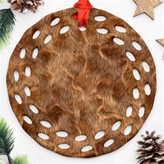 Brown Seamless Animal Fur Pattern Ornament (round Filigree) by Simbadda