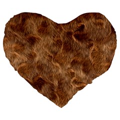 Brown Seamless Animal Fur Pattern Large 19  Premium Heart Shape Cushions by Simbadda