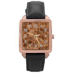 Brown Seamless Animal Fur Pattern Rose Gold Leather Watch  by Simbadda