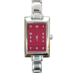 Heart Pattern Background In Dark Pink Rectangle Italian Charm Watch by Simbadda